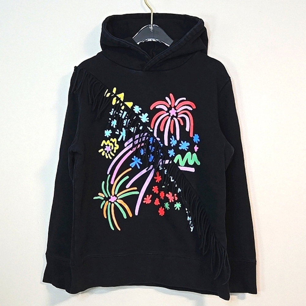 Stella McCartney Black Fireworks Hoodie W/ Fringe, Size 6-8 ~ VGUC
